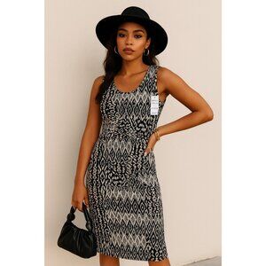 Charter Club Size 0X  Sleeveless Black White Straight Knee Length Nylon Spandex